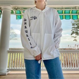 VTG Aloha Hawaii Lightweight Long Sleeve White Hooded Jacket sz XL